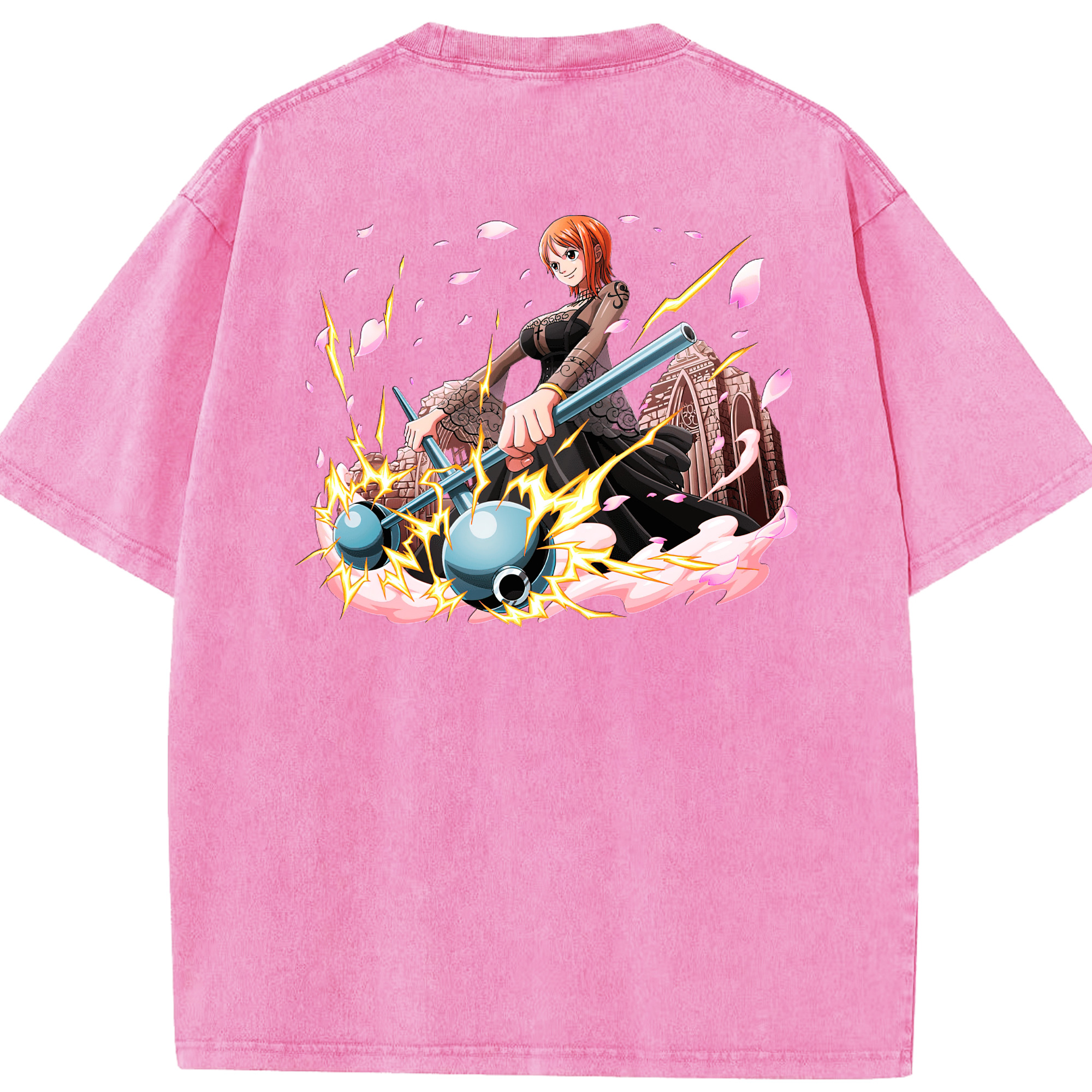 ワンピース ナミ ONE PIECE Nami 綿100% ヴィンテージ風 半袖Tシャツ（背面プリント）